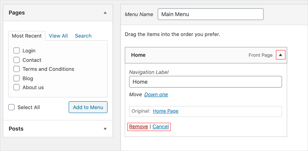 removeMenus